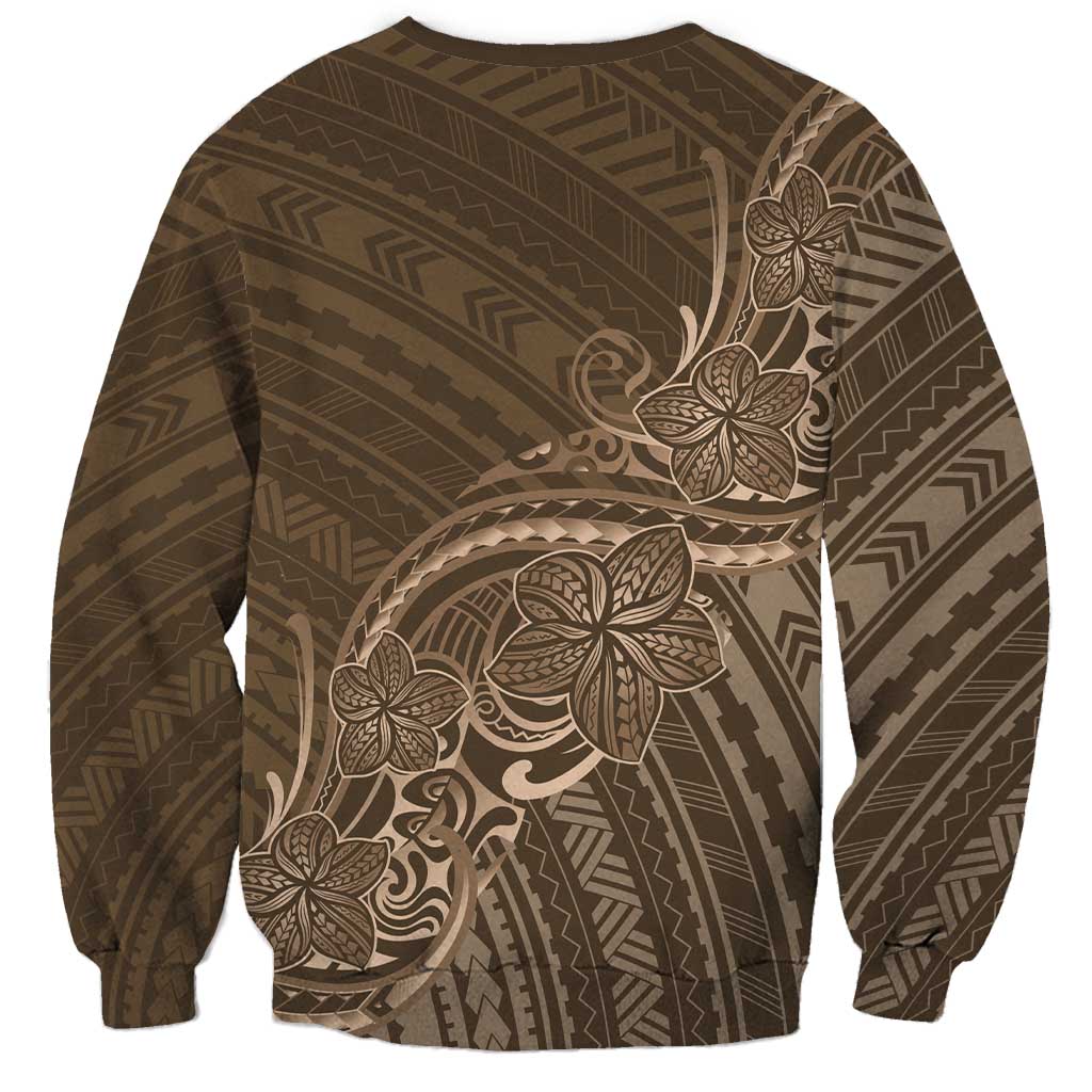 Brown Polynesia Plumeria Tattoo Sweatshirt LT14 - Polynesian Pride