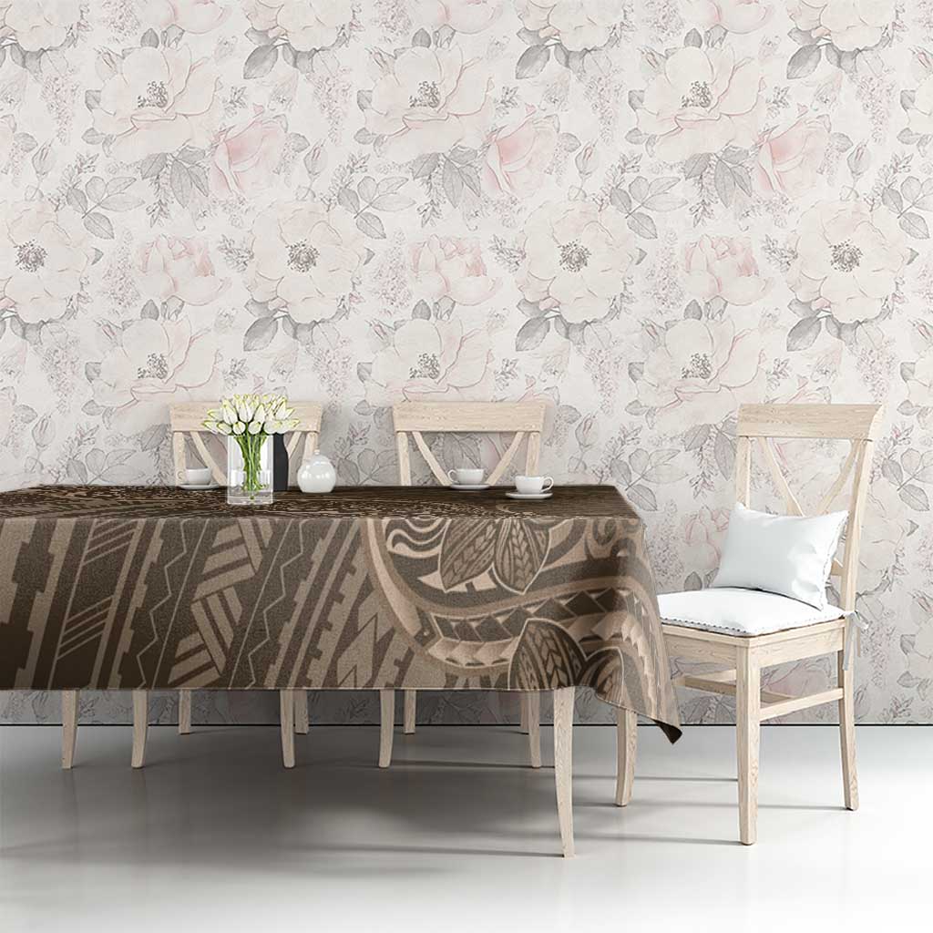 Brown Polynesia Plumeria Tattoo Tablecloth LT14 - Polynesian Pride