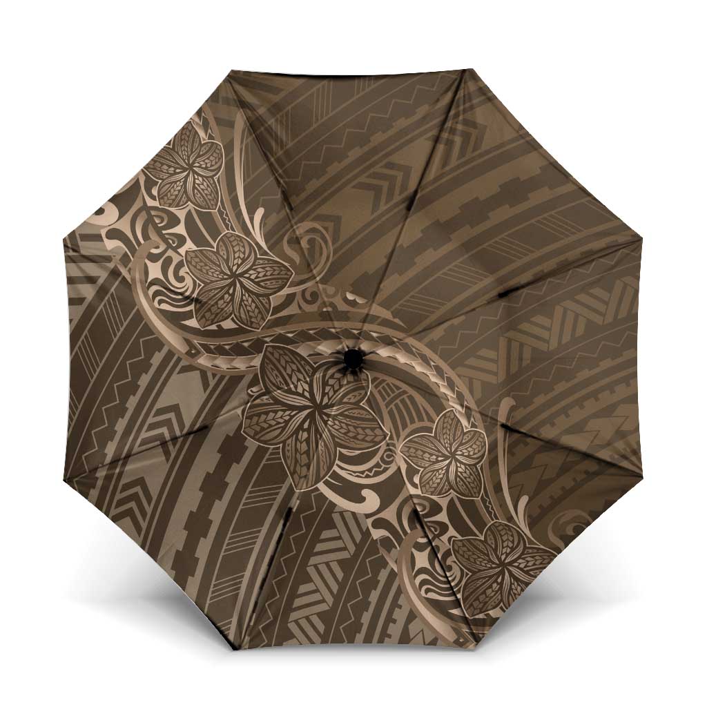 Brown Polynesia Plumeria Tattoo Umbrella LT14 One Size Folded 11.42 inch Opened Diameter 37.4 inch Brown - Polynesian Pride
