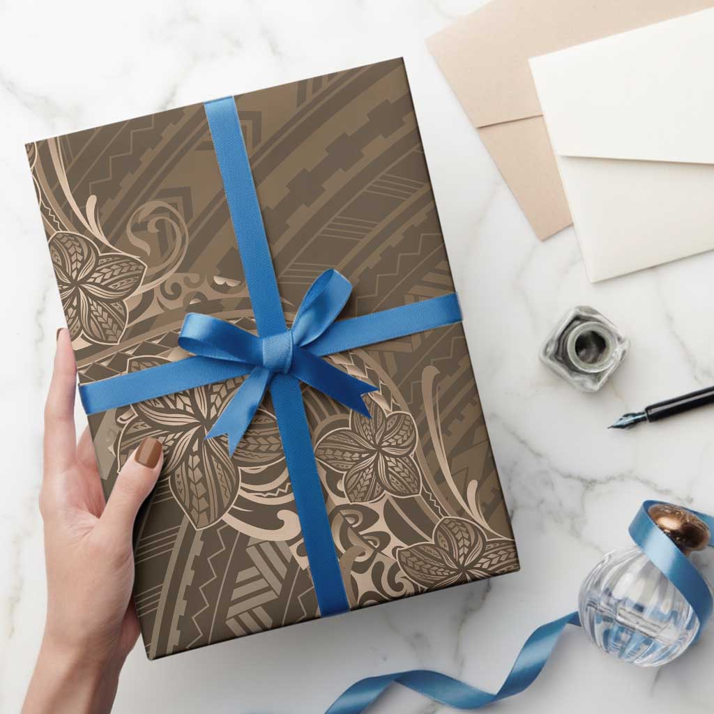 Brown Polynesia Plumeria Tattoo Wrapping Paper LT14 - Polynesian Pride