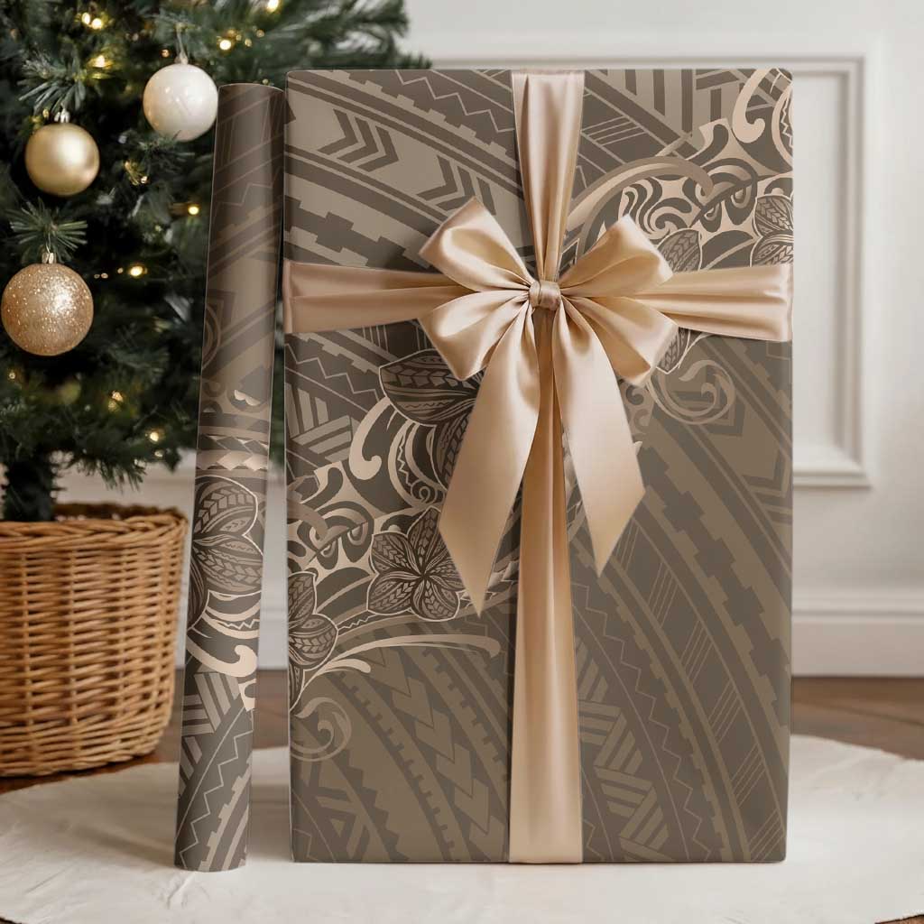 Brown Polynesia Plumeria Tattoo Wrapping Paper LT14 - Polynesian Pride