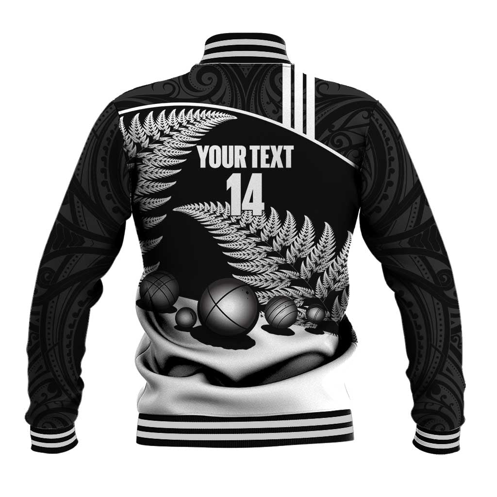 Custom New Zealand Silver Fern Petanque Baseball Jacket Aotearoa Maori Pattern LT14 - Polynesian Pride