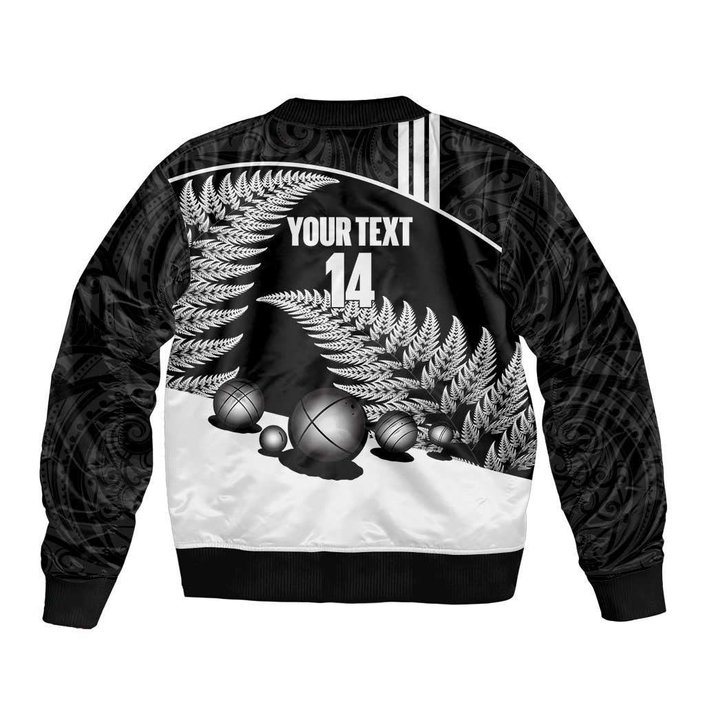 Custom New Zealand Silver Fern Petanque Bomber Jacket Aotearoa Maori Pattern LT14 - Polynesian Pride