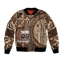 Samoa Siapo Bomber Jacket Happy Independence Day Vintage Vibes LT14 Unisex Brown - Polynesian Pride