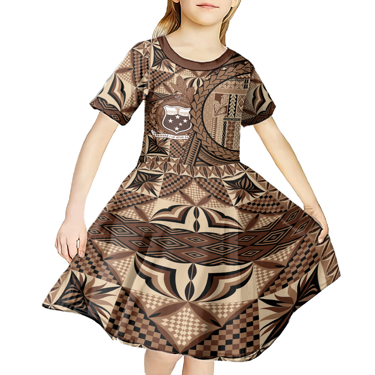 Samoa Siapo Kid Short Sleeve Dress Happy Independence Day Vintage Vibes LT14 - Polynesian Pride