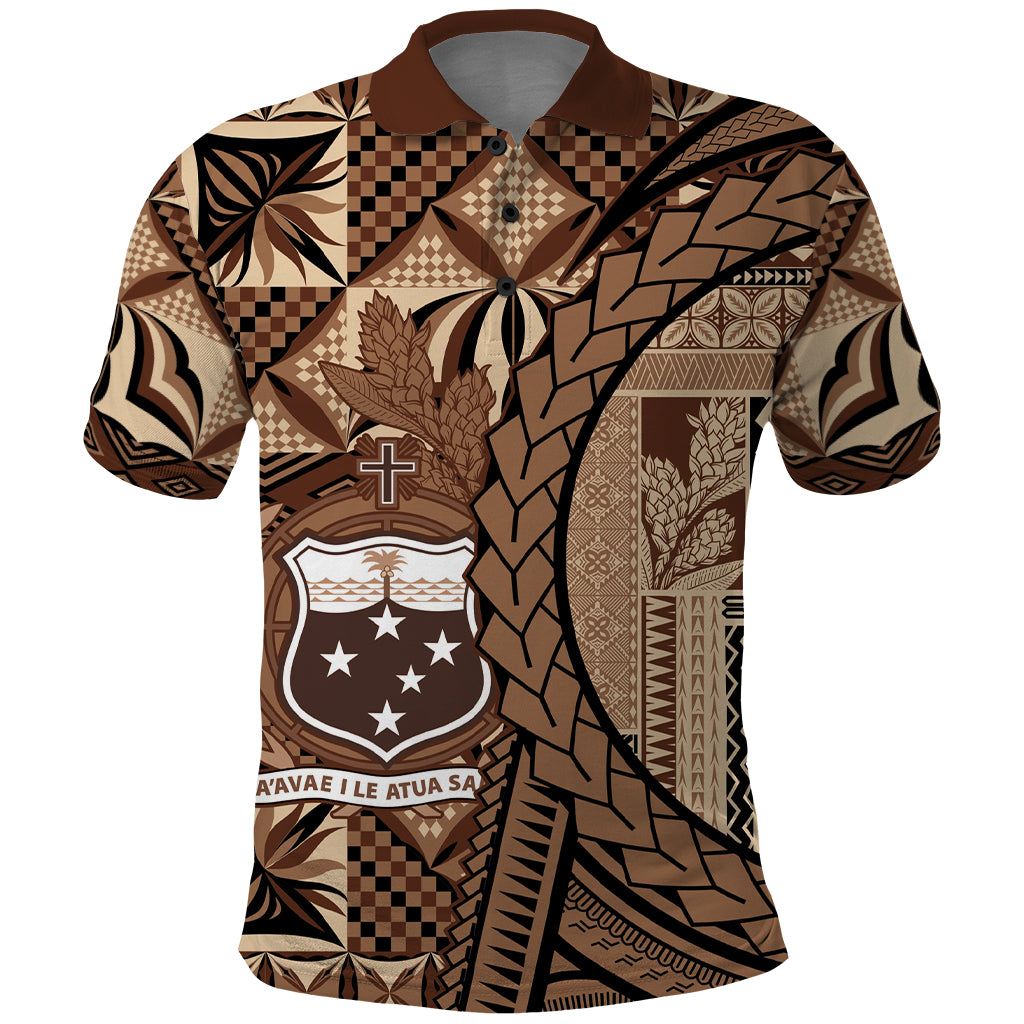 Samoa Siapo Polo Shirt Happy Independence Day Vintage Vibes LT14 Brown - Polynesian Pride