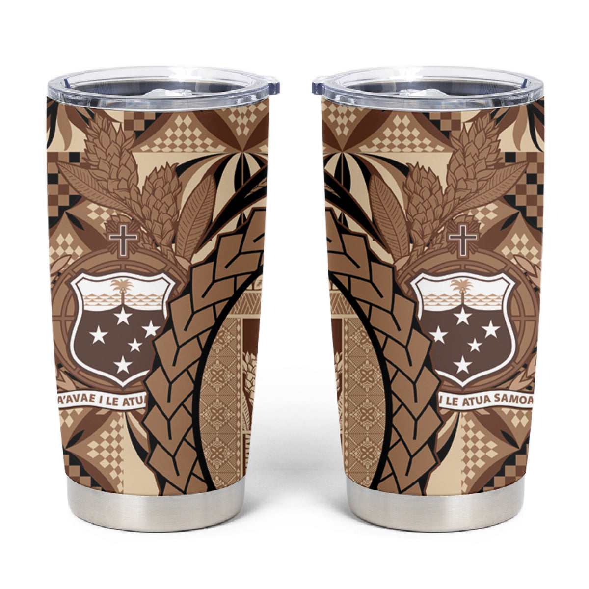 Samoa Siapo Tumbler Cup Happy Independence Day Vintage Vibes LT14 Brown - Polynesian Pride