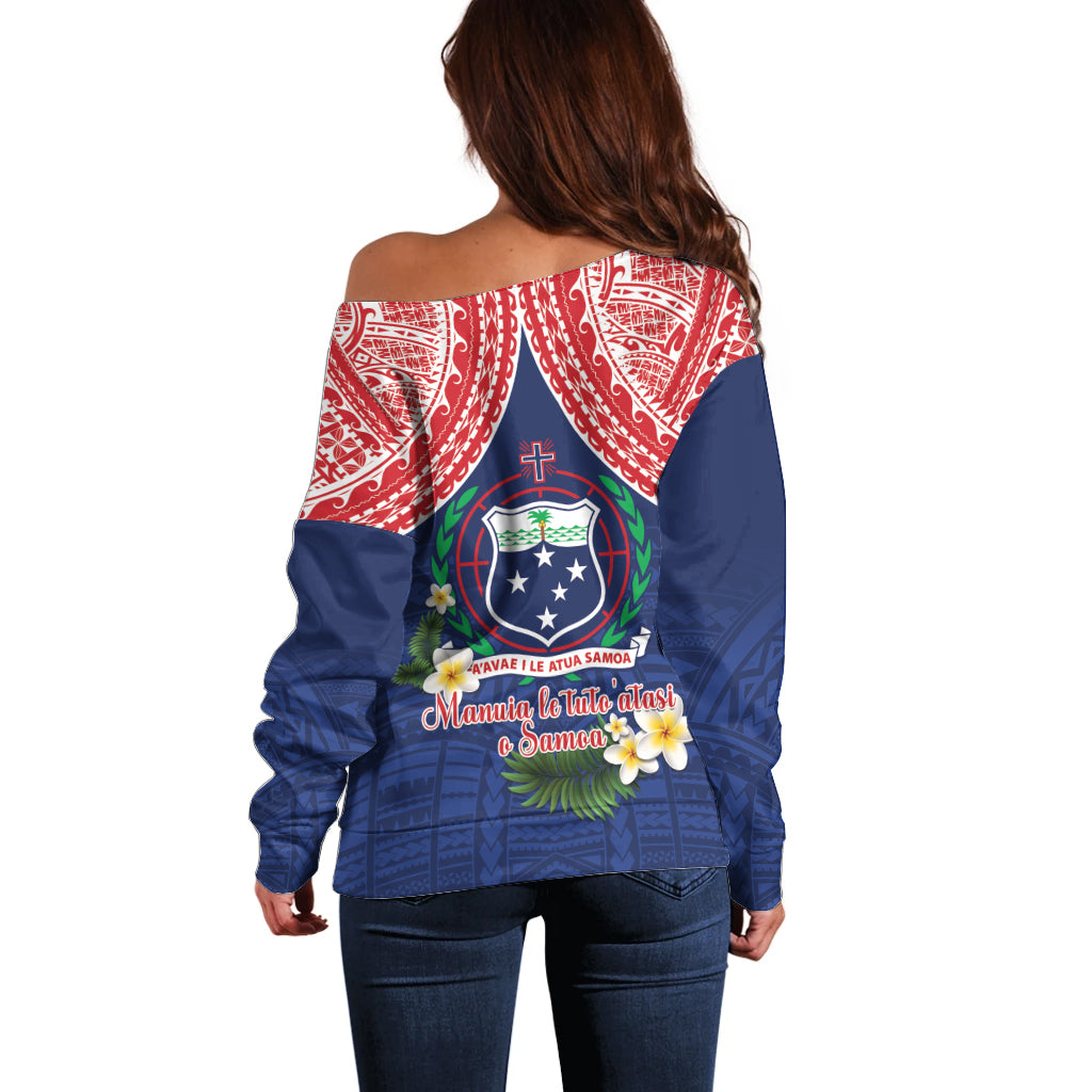Samoan Independence Day Off Shoulder Sweater Manuia Le Tutoatasi O Samoa LT14 - Polynesian Pride