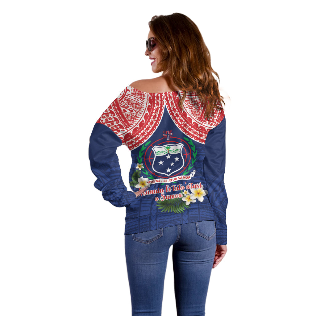 Samoan Independence Day Off Shoulder Sweater Manuia Le Tutoatasi O Samoa LT14 - Polynesian Pride