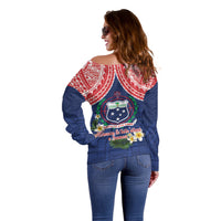 Samoan Independence Day Off Shoulder Sweater Manuia Le Tutoatasi O Samoa LT14 - Polynesian Pride