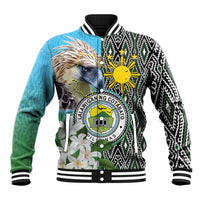 Cotabato Philippines Province Baseball Jacket Filipino Eagle Sampaguita Tinalak Pattern LT14 Unisex Blue - Polynesian Pride