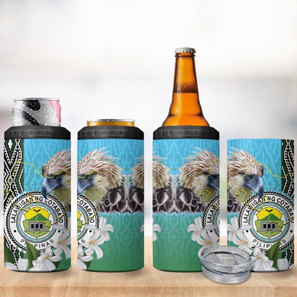 Cotabato Philippines Province 4 in 1 Can Cooler Tumbler Filipino Eagle Sampaguita Tinalak Pattern LT14 - Polynesian Pride