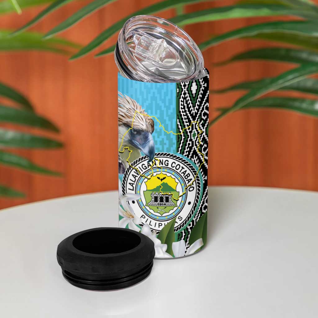 Cotabato Philippines Province 4 in 1 Can Cooler Tumbler Filipino Eagle Sampaguita Tinalak Pattern LT14 - Polynesian Pride