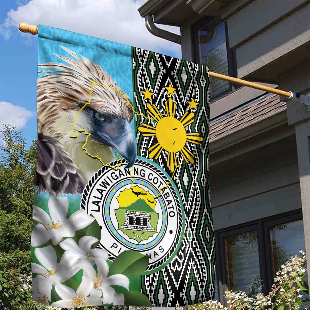 Cotabato Philippines Province Garden Flag Filipino Eagle Sampaguita Tinalak Pattern LT14 - Polynesian Pride