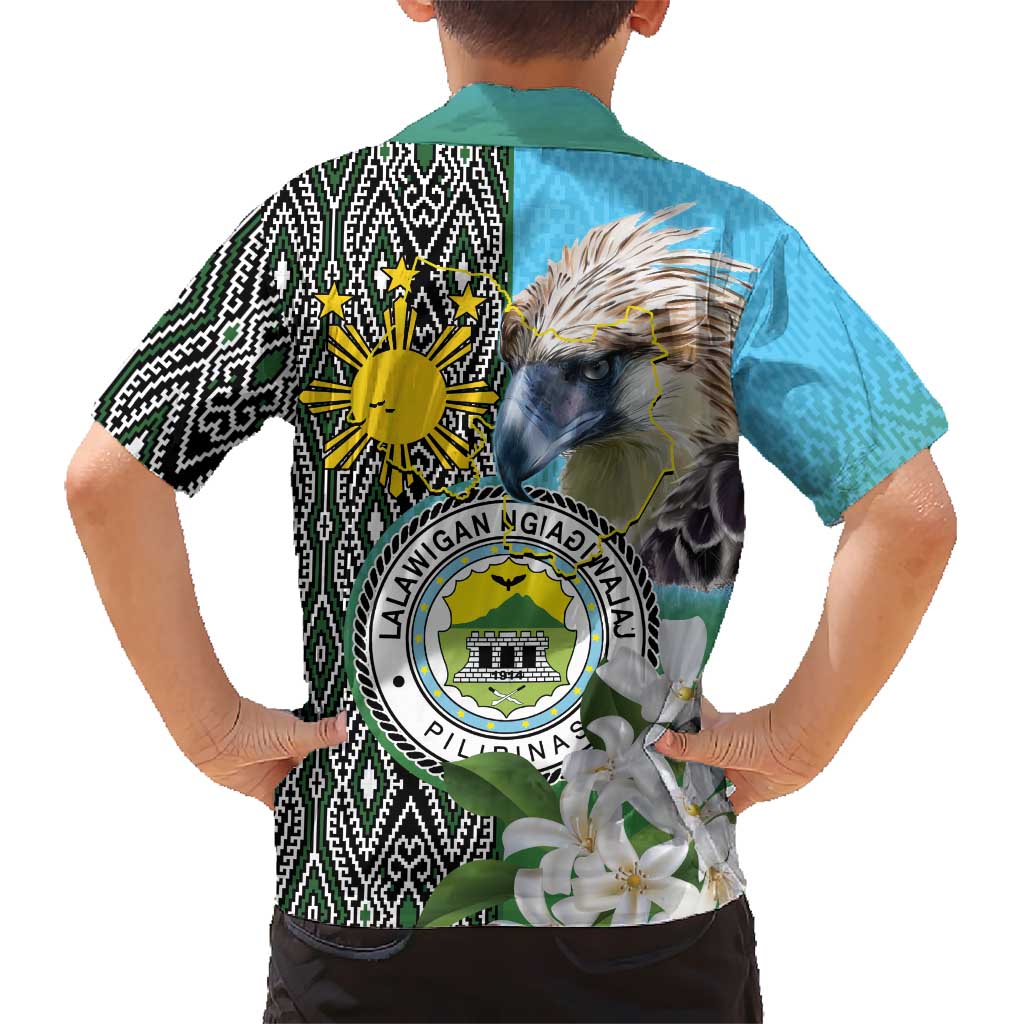 Cotabato Philippines Province Kid Hawaiian Shirt Filipino Eagle Sampaguita Tinalak Pattern LT14 - Polynesian Pride