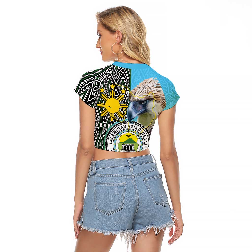 Cotabato Philippines Province Raglan Cropped T Shirt Filipino Eagle Sampaguita Tinalak Pattern LT14 - Polynesian Pride