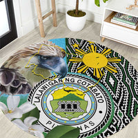 Cotabato Philippines Province Round Carpet Filipino Eagle Sampaguita Tinalak Pattern LT14 Blue - Polynesian Pride