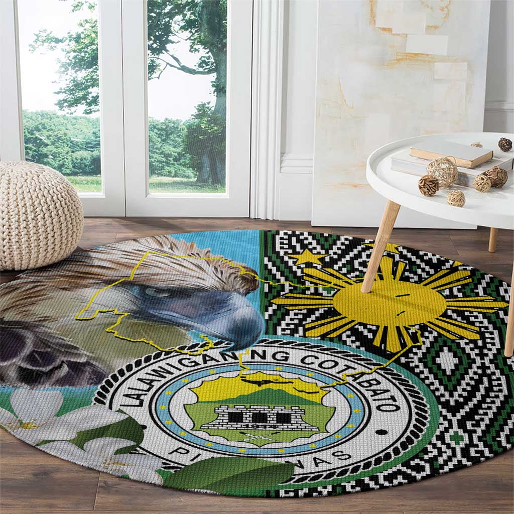 Cotabato Philippines Province Round Carpet Filipino Eagle Sampaguita Tinalak Pattern LT14 - Polynesian Pride