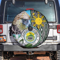 Cotabato Philippines Province Spare Tire Cover Filipino Eagle Sampaguita Tinalak Pattern LT14 Blue - Polynesian Pride