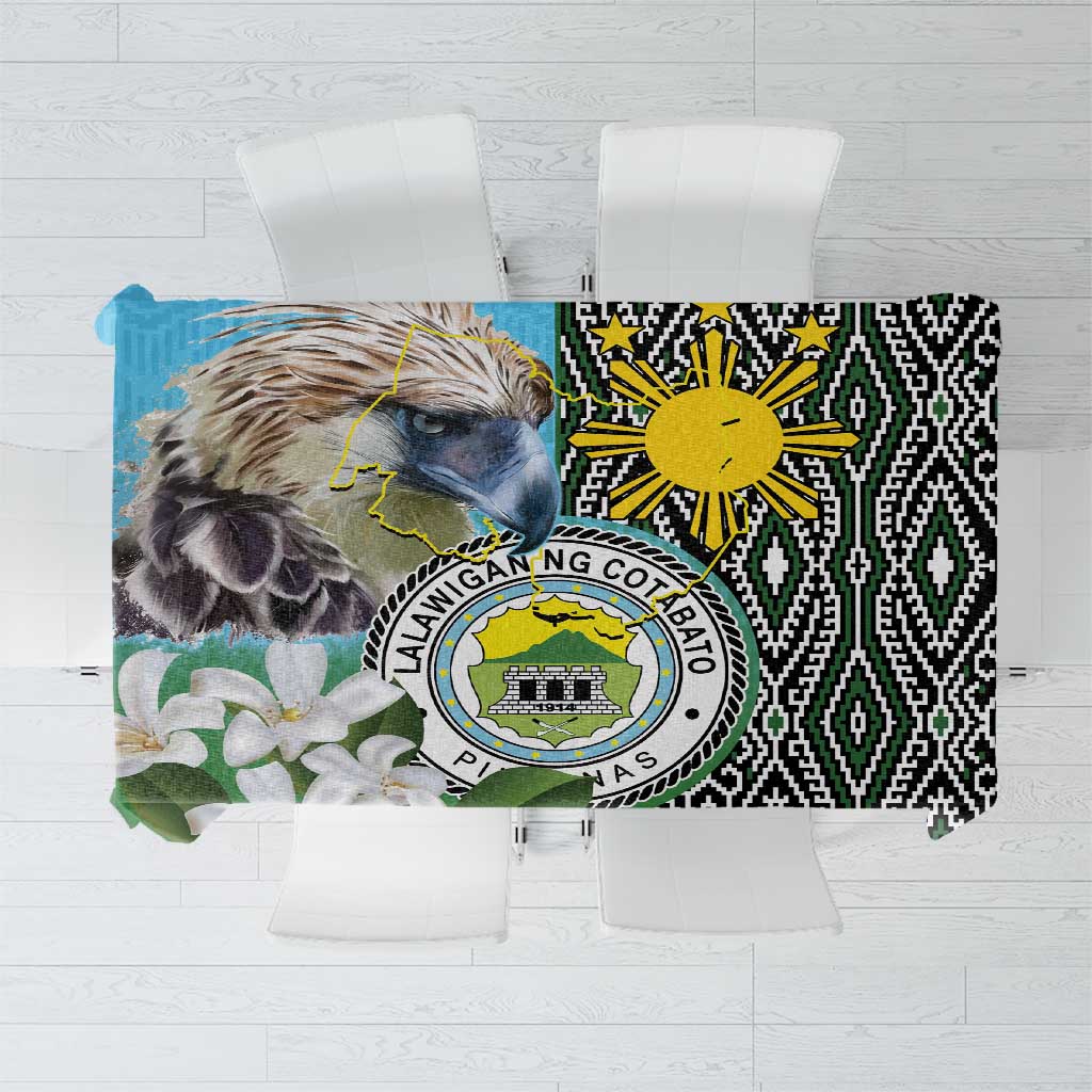 Cotabato Philippines Province Tablecloth Filipino Eagle Sampaguita Tinalak Pattern LT14 Blue - Polynesian Pride