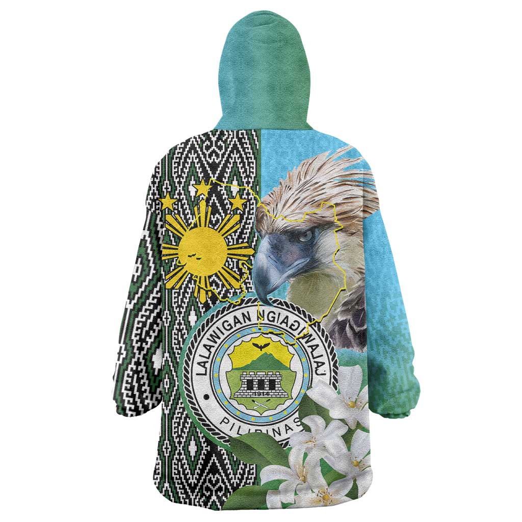 Cotabato Philippines Province Wearable Blanket Hoodie Filipino Eagle Sampaguita Tinalak Pattern LT14 - Polynesian Pride