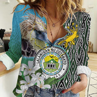 Cotabato Philippines Province Women Casual Shirt Filipino Eagle Sampaguita Tinalak Pattern LT14 Female Blue - Polynesian Pride