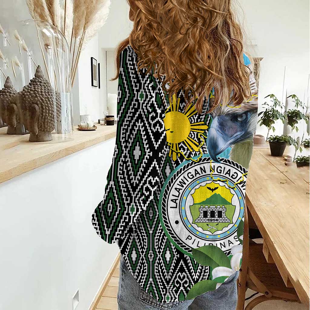 Cotabato Philippines Province Women Casual Shirt Filipino Eagle Sampaguita Tinalak Pattern LT14 - Polynesian Pride