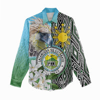 Cotabato Philippines Province Women Casual Shirt Filipino Eagle Sampaguita Tinalak Pattern LT14 - Polynesian Pride
