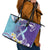 No Story Should End Too Soon Suicide Awareness Leather Tote Bag Purple And Teal Polynesian Ribbon