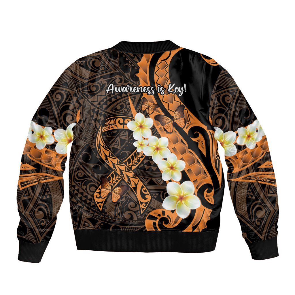 Liver Cancer Awareness Month Bomber Jacket Awareness Is Key Orange Polynesian Ribbon LT14 - Polynesian Pride