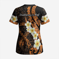 Liver Cancer Awareness Month Scrub Top Awareness Is Key Orange Polynesian Ribbon LT14 - Polynesian Pride