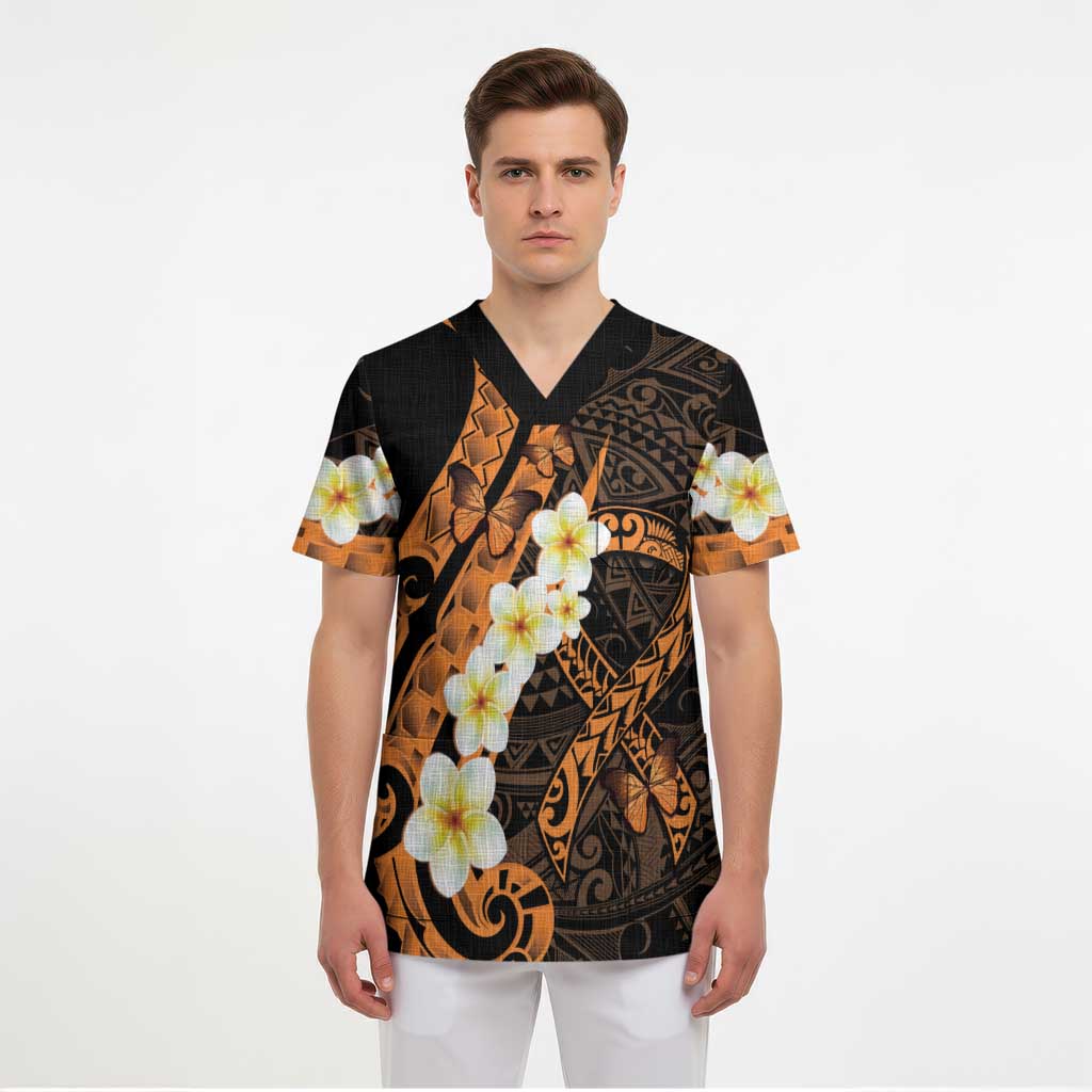 Liver Cancer Awareness Month Scrub Top Awareness Is Key Orange Polynesian Ribbon LT14 - Polynesian Pride