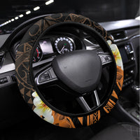 Liver Cancer Awareness Month Steering Wheel Cover Awareness Is Key Orange Polynesian Ribbon LT14 Universal Fit Orange - Polynesian Pride