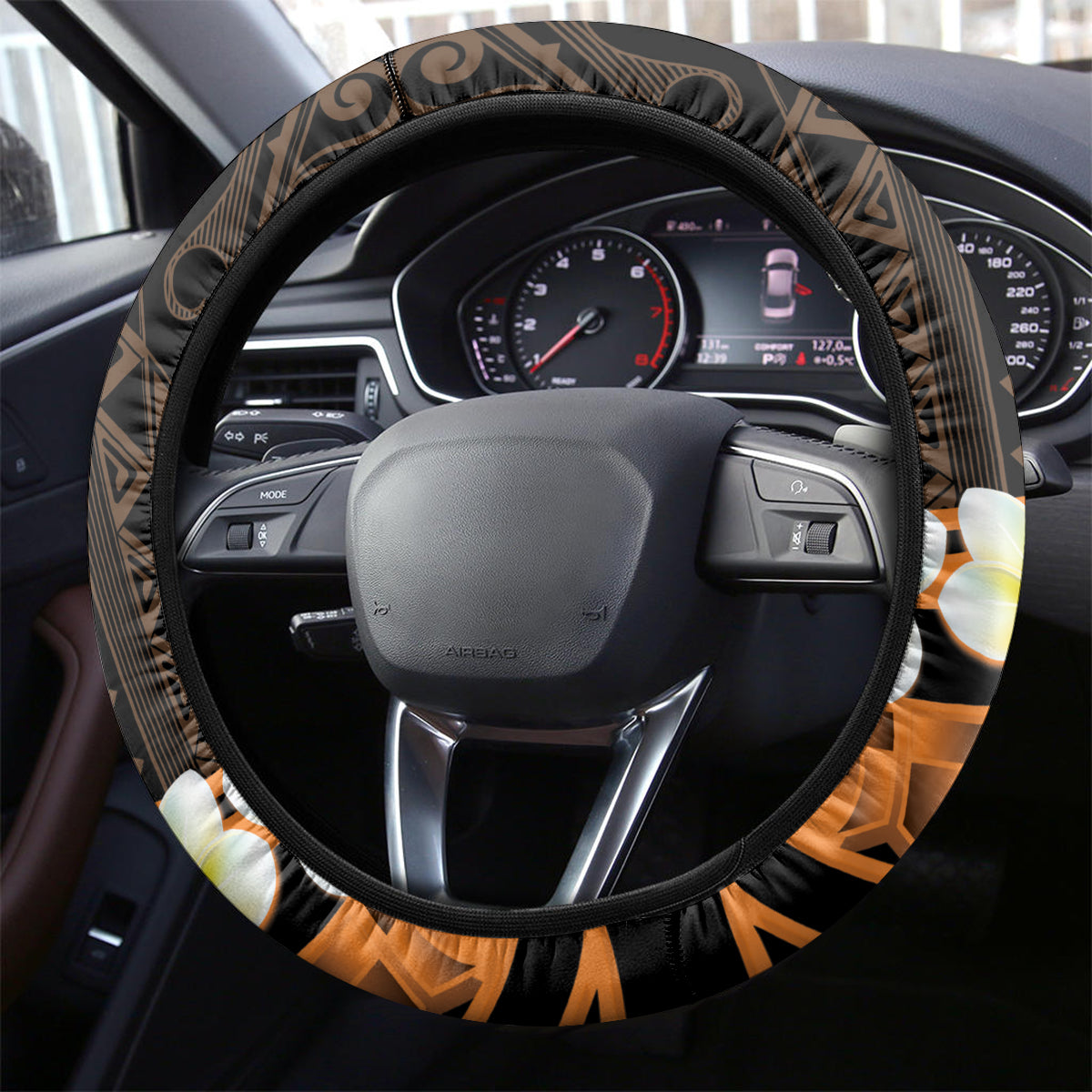 Liver Cancer Awareness Month Steering Wheel Cover Awareness Is Key Orange Polynesian Ribbon LT14 - Polynesian Pride