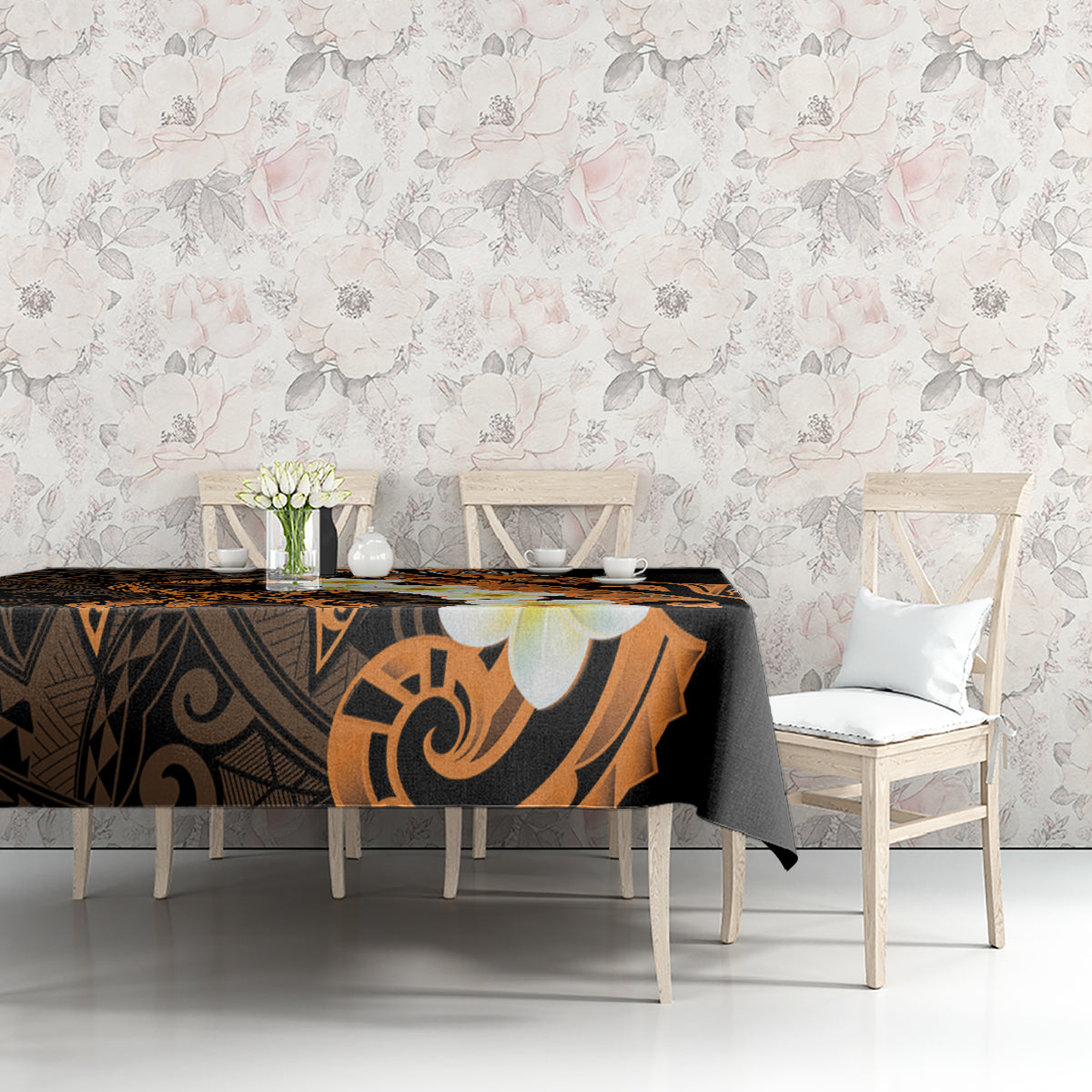 Liver Cancer Awareness Month Tablecloth Awareness Is Key Orange Polynesian Ribbon LT14 - Polynesian Pride