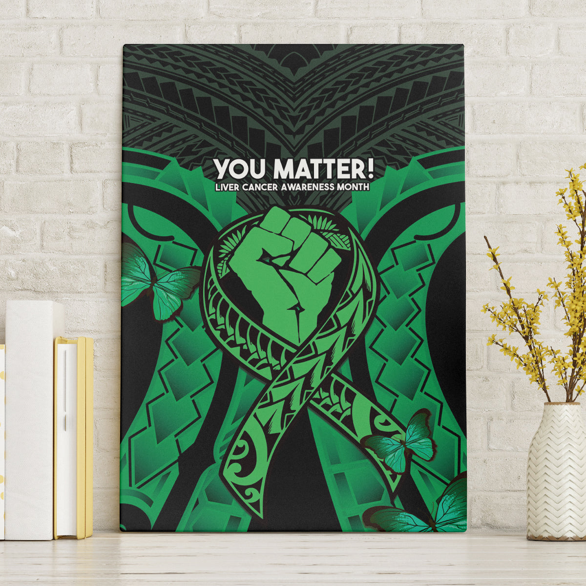 ADHD Awareness Month You Matter Canvas Wall Art Green Polynesian Ribbon LT14 Without Frame Green - Polynesian Pride