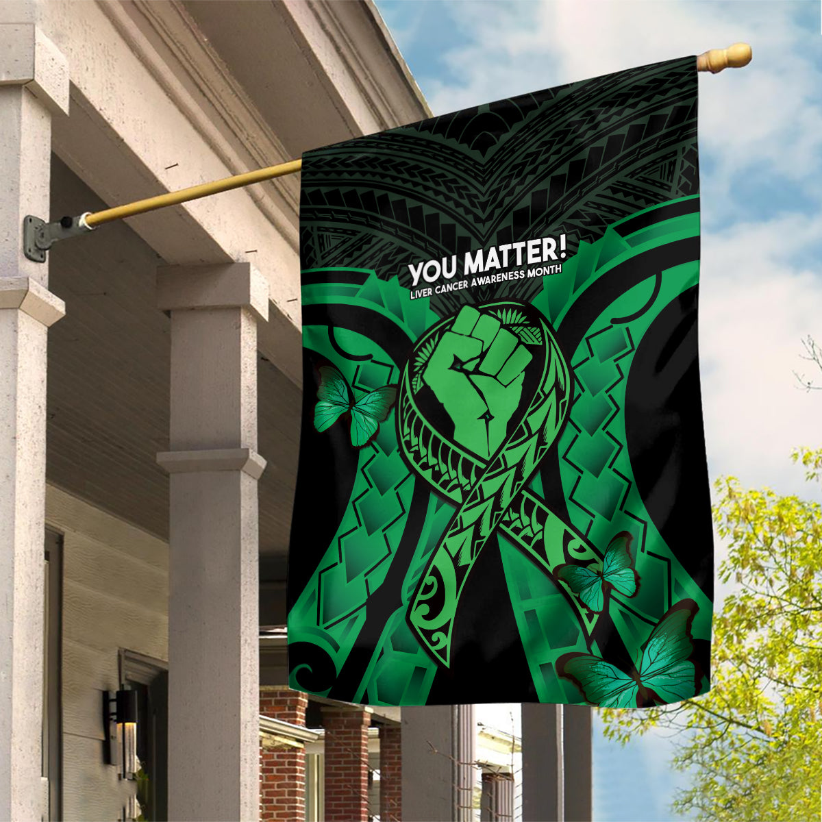 ADHD Awareness Month You Matter Garden Flag Green Polynesian Ribbon LT14 House Flag Green - Polynesian Pride