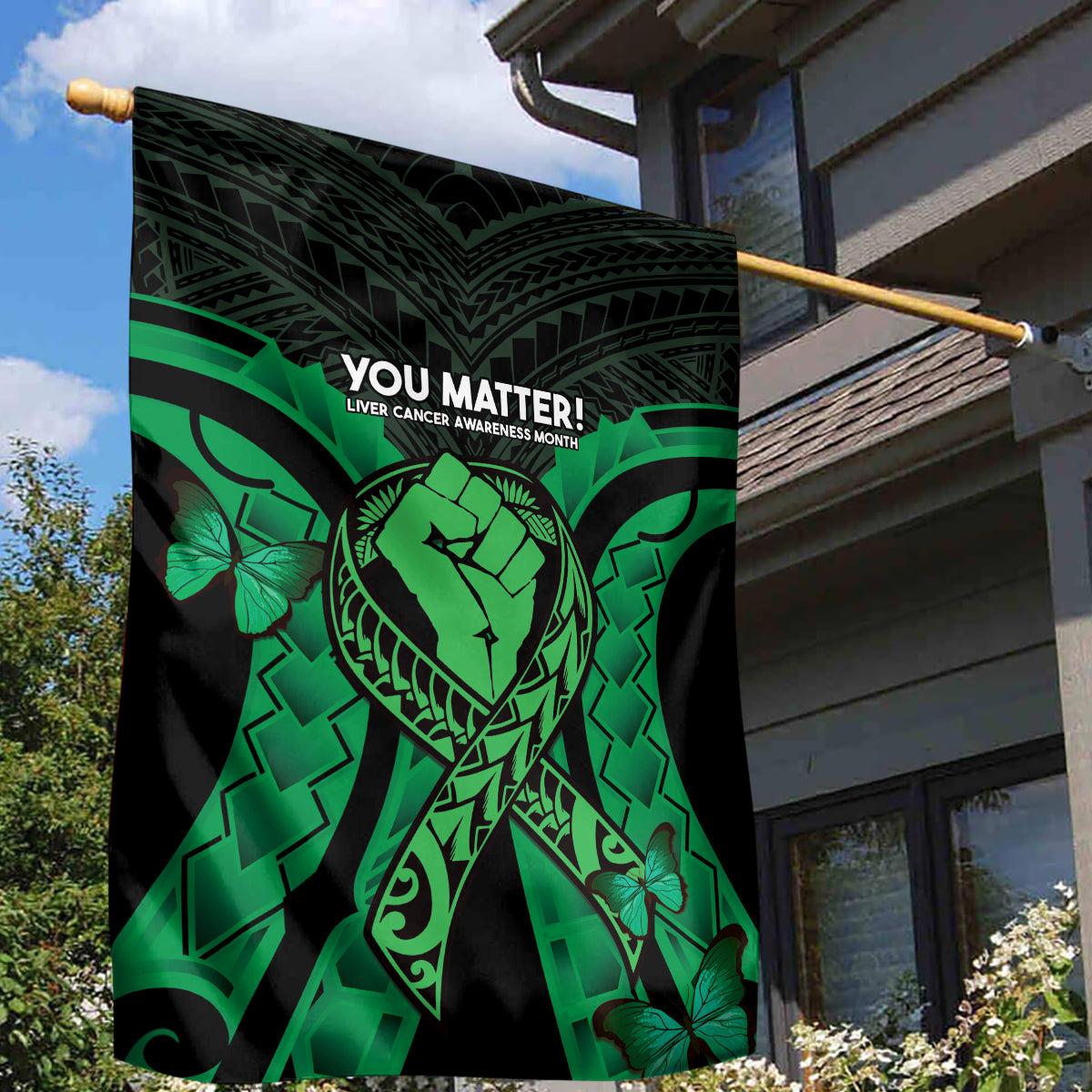 ADHD Awareness Month You Matter Garden Flag Green Polynesian Ribbon LT14 - Polynesian Pride