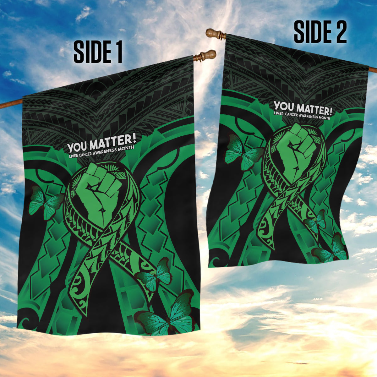ADHD Awareness Month You Matter Garden Flag Green Polynesian Ribbon LT14 - Polynesian Pride