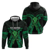 ADHD Awareness Month You Matter Hoodie Green Polynesian Ribbon LT14 - Polynesian Pride
