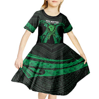 ADHD Awareness Month You Matter Kid Short Sleeve Dress Green Polynesian Ribbon LT14 - Polynesian Pride