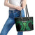 ADHD Awareness Month You Matter Leather Tote Bag Green Polynesian Ribbon