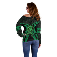 ADHD Awareness Month You Matter Off Shoulder Sweater Green Polynesian Ribbon LT14 - Polynesian Pride
