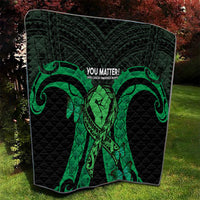 ADHD Awareness Month You Matter Quilt Green Polynesian Ribbon LT14 - Polynesian Pride