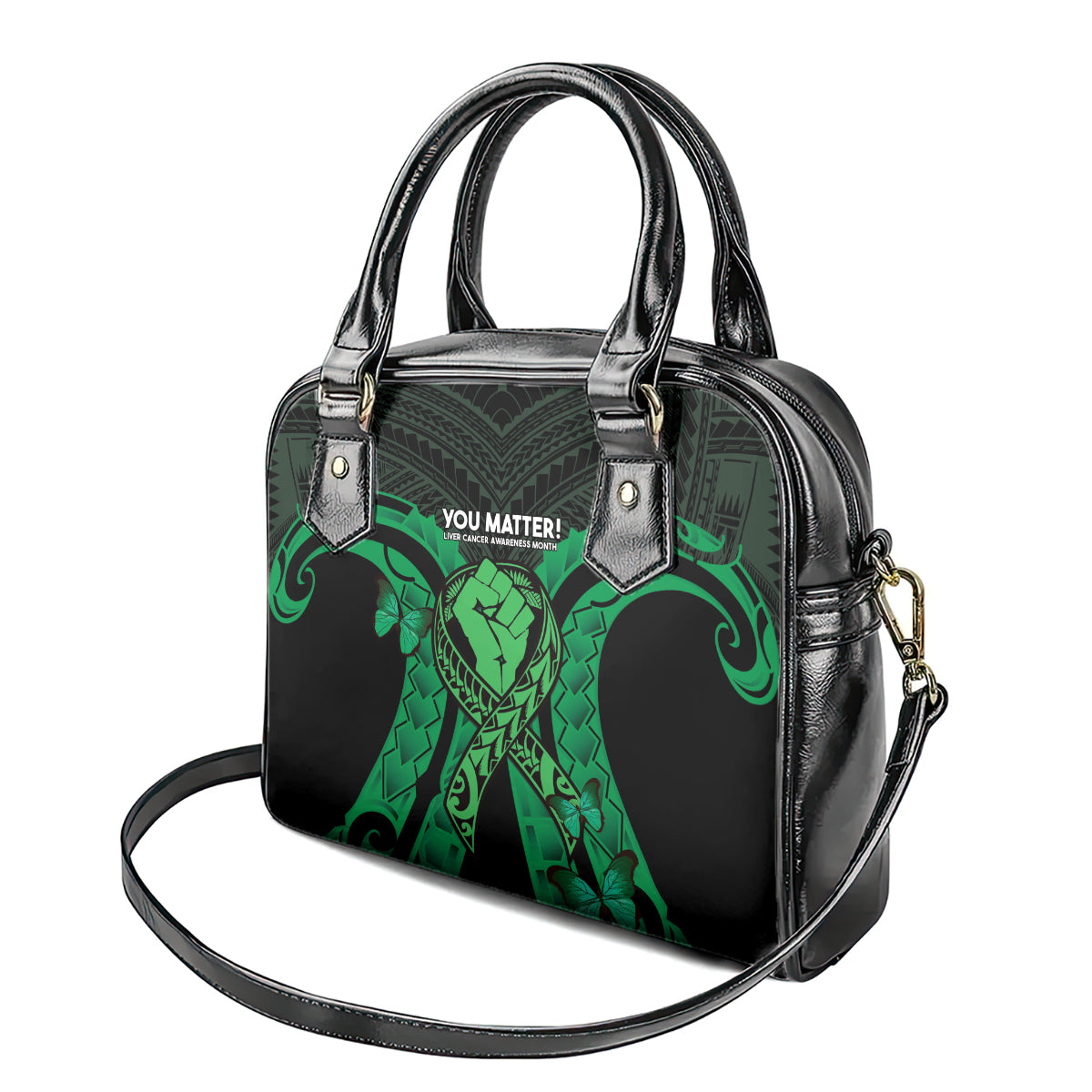 ADHD Awareness Month You Matter Shoulder Handbag Green Polynesian Ribbon LT14 - Polynesian Pride