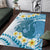 Blue Hawaii Shark Tattoo Area Rug Frangipani With Polynesian Pastel Version