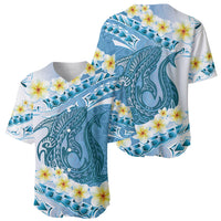 Blue Hawaii Shark Tattoo Baseball Jersey Frangipani With Polynesian Pastel Version LT14 - Polynesian Pride