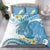 Blue Hawaii Shark Tattoo Bedding Set Frangipani With Polynesian Pastel Version