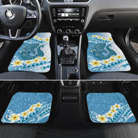 Blue Hawaii Shark Tattoo Car Mats Frangipani With Polynesian Pastel Version LT14 Set 4pcs Blue - Polynesian Pride
