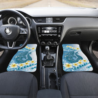Blue Hawaii Shark Tattoo Car Mats Frangipani With Polynesian Pastel Version LT14 Set 2pcs - Front Blue - Polynesian Pride